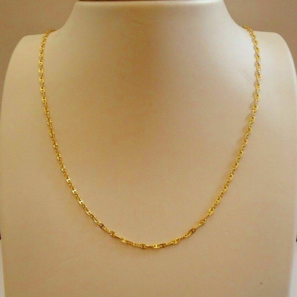 Italian Necklace 18" Solid 18K Yellow Gold over Real 925 Sterling Silver - Picture 2 of 5